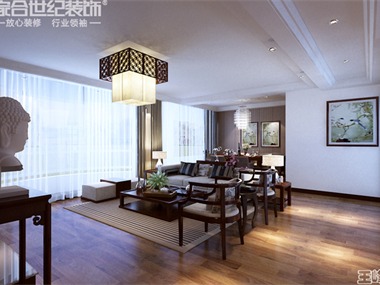 新中式風(fēng)格講究綱常，講究對(duì)稱，以陰陽(yáng)平衡概念調(diào)和室