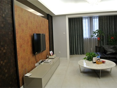 簡(jiǎn)約客廳電視背景墻實(shí)景圖