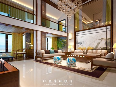 中式客廳沙發背景墻效果圖
