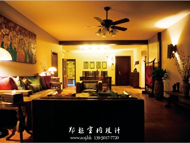 東南亞客廳沙發背景墻效果圖