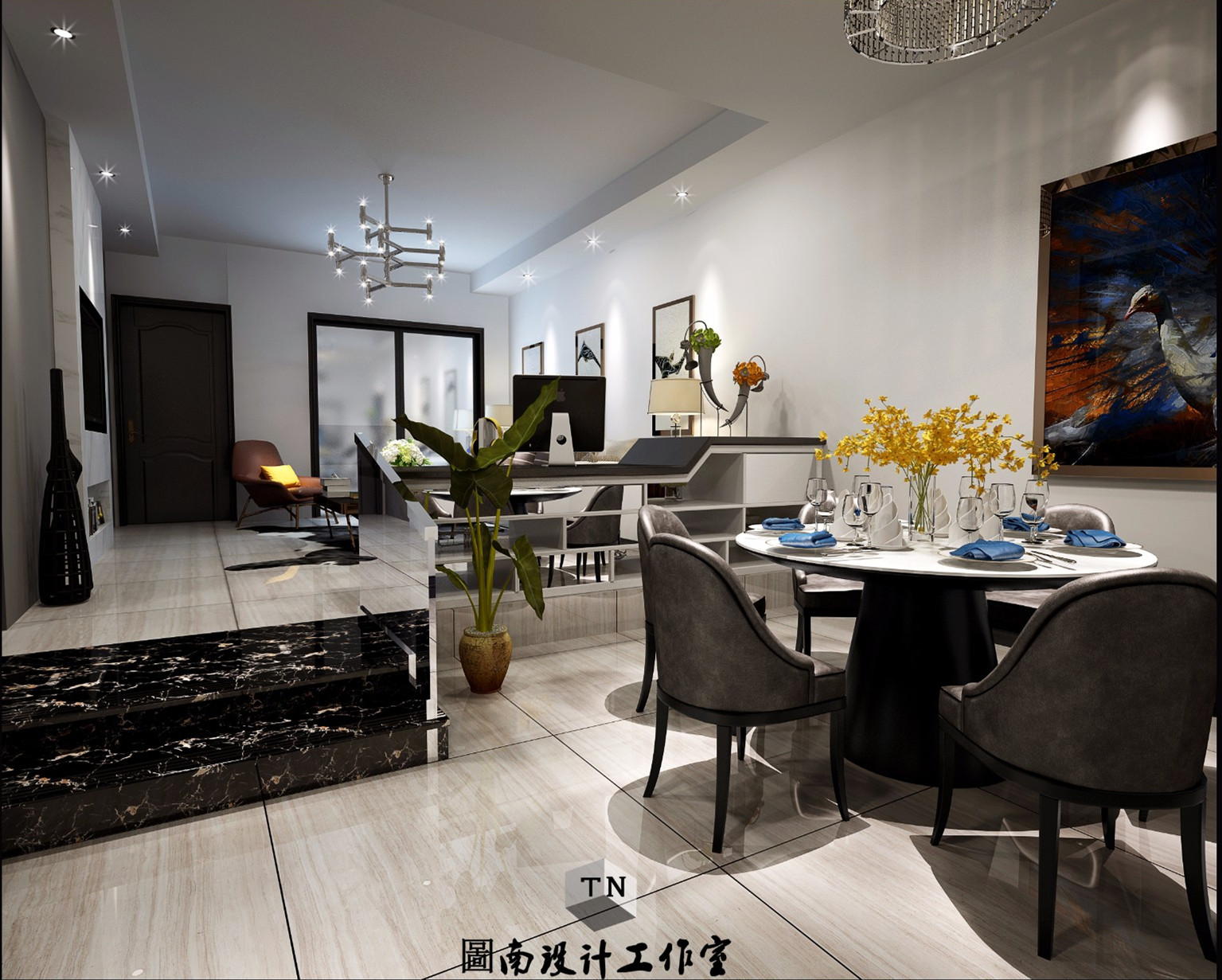 現代餐廳隔斷效果圖
